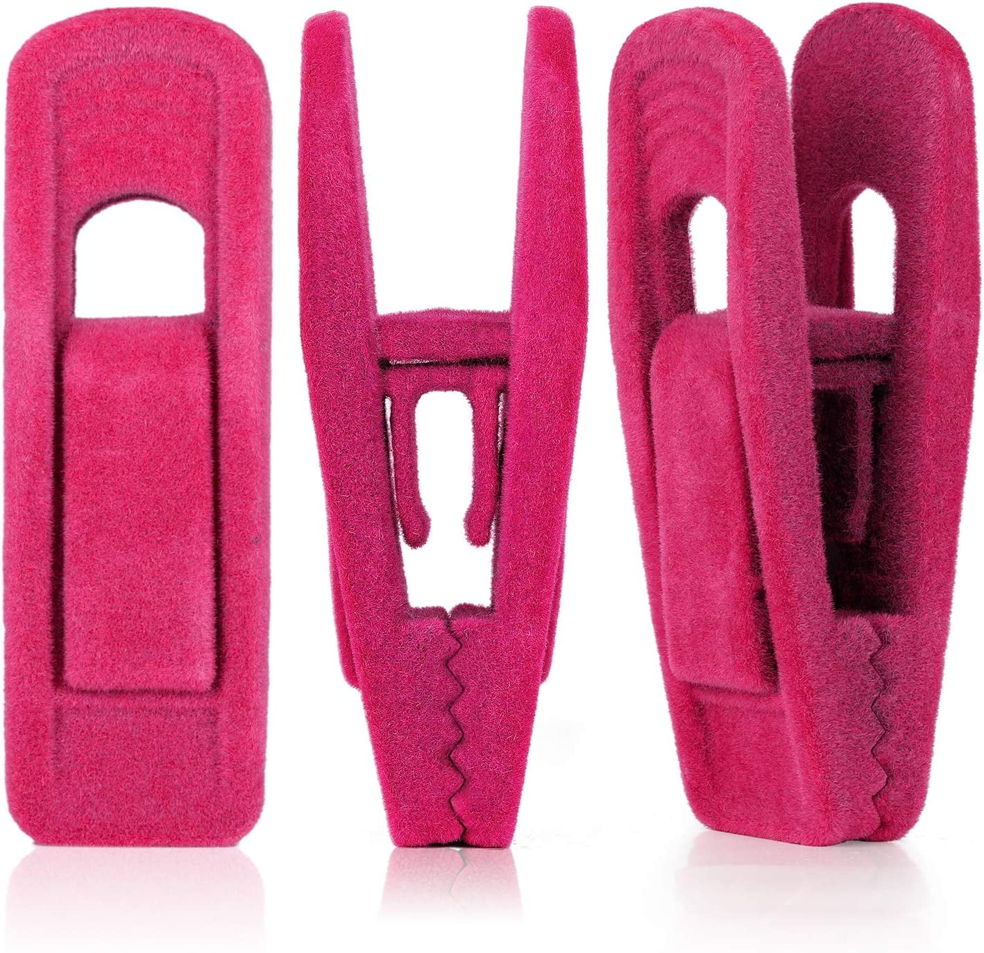 Rose Velvet Hanger Clips, 24 Pack Pants Hangers Clips, NonSlip Flocked Finger Clothes Clips