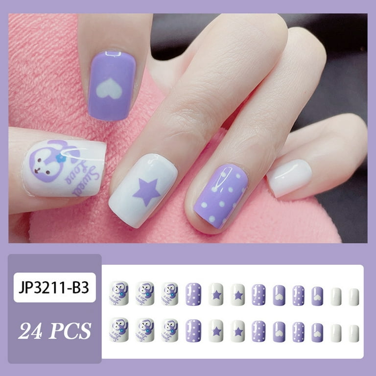purple white nail design