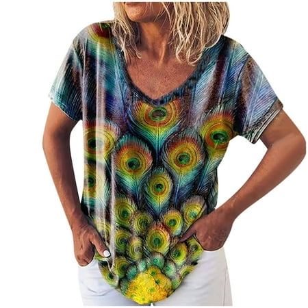 

Corset Top Maternity Shirts Women Casual T-shirt Retro Printed V-Neck Short Sleeve Pullover Blouse Tops Womens Tank Tops Going Out Tops for Women on Clearance Black Crop Top Yellow L