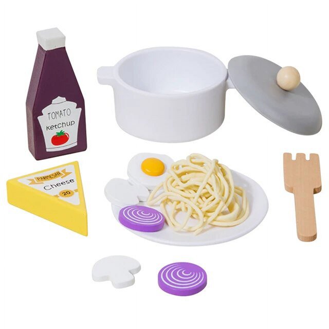EASTIN Tea Party Tableware Wooden Handicraft Toy Kitchen Pretend Play Set Cooking Coffee Bread For Toddlers Kids Birthday Gift Favors