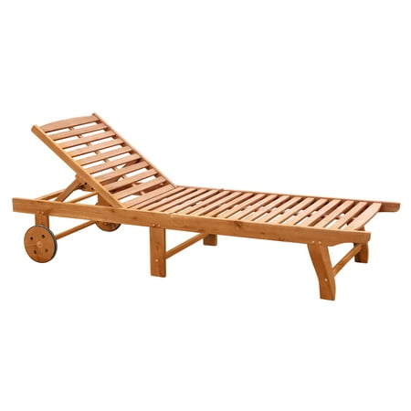 Outsunny Foldable & Weather Resistant Outdoor Chaise Lounge, Teak