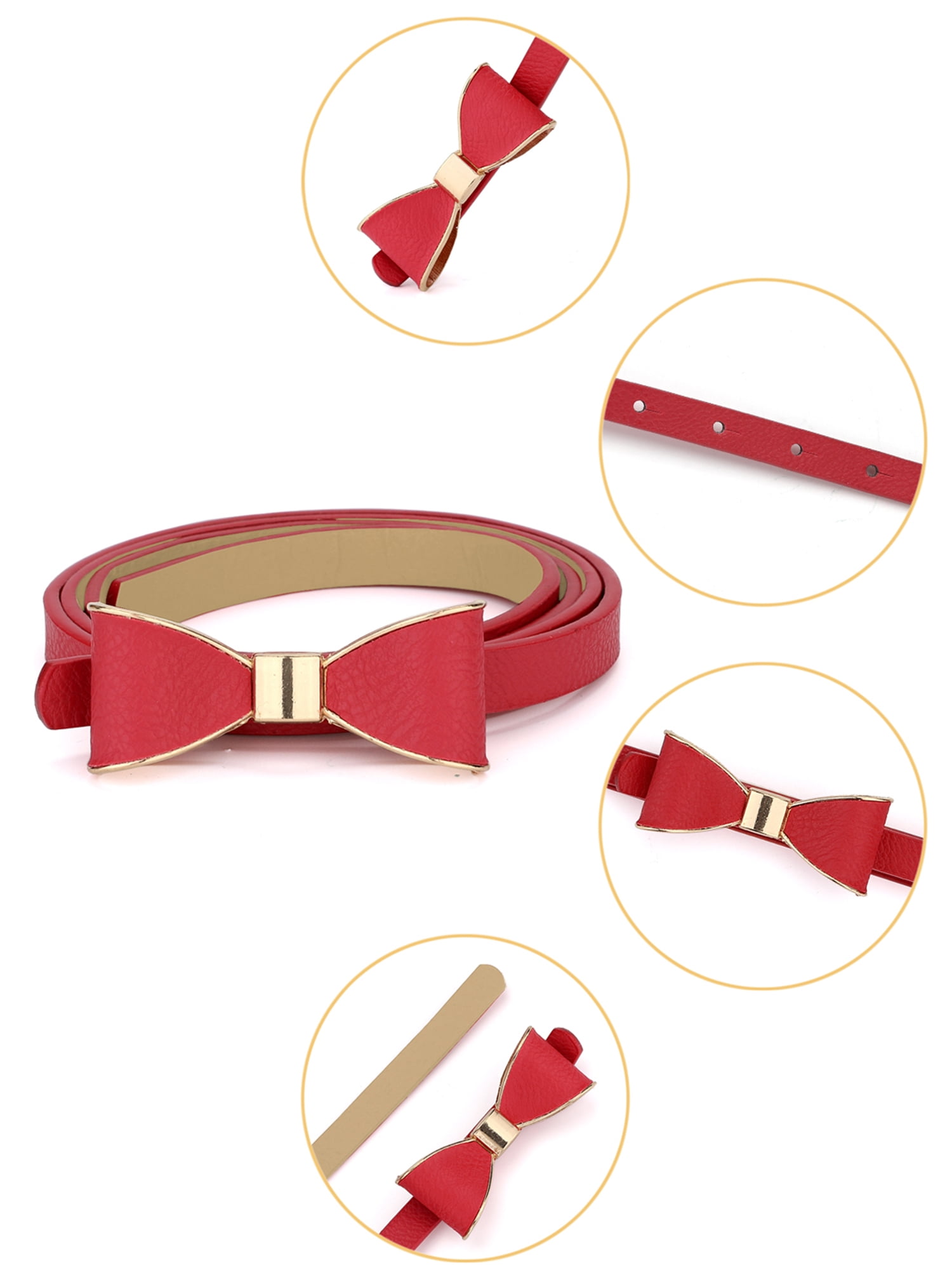 Unique Bargains Women's Metal Edge Bow-knot No Buckle Thin Waist Belt