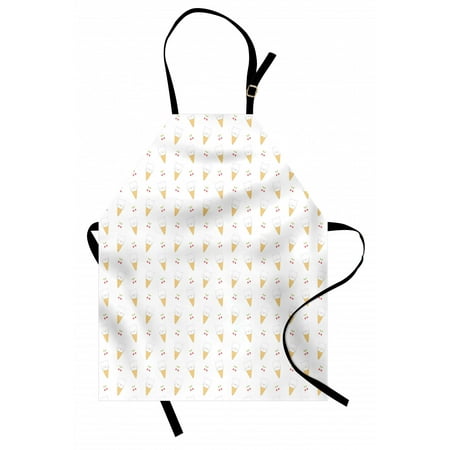 

Ice Cream Apron Cute Kitty Cones with Strawberry Fruit Childish Caricature Style Illustration Unisex Kitchen Bib Apron with Adjustable Neck for Cooking Baking Gardening Mustard White by Ambesonne