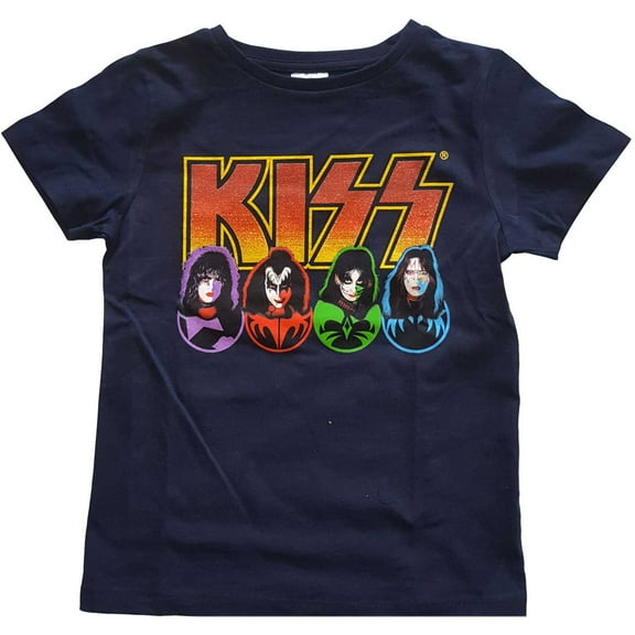 KISS Little Boys' Logo, Faces & Icons Childrens T-shirt 12T Navy