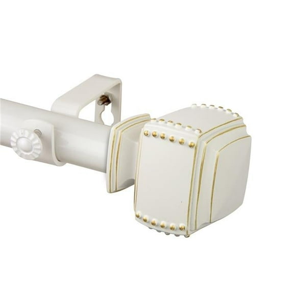 Central Design 100-27-481 1 in. Studded Curtain Rod, White - 48-84 in.