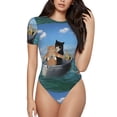 thumbnail image 1 of Fotbe Two Brave Cats Are Floating On The Sea Iceberg Body de Mujer con Cuello Redondo y Mangas Cortas, Sin Mangas Ajustado, Suave, Cómodo y Básico-XX-Large, 1 of 7
