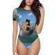 thumbnail image 1 of Balery Two Brave Cats Are Floating On The Sea Iceberg Body de cuello redondo de manga corta para mujer Tops de manga corta Tops básicos-Medium, 1 of 7