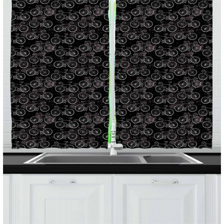 Ambesonne Bicycle Kitchen Curtains, Vintage Bikes Grunge, 55"x39", Black and White