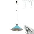 thumbnail image 1 of FSLiving H-Type Track Pendant Light with Retro Blue Cone Shade, E26 Smart LED Edison Bulbs White Gimbaled LED Light for Kitchen Island Sloped Ceiling,Customizable - 1 Light, 1 of 9