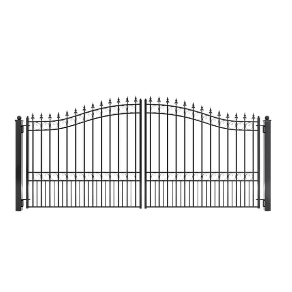 ALEKO Yard Garden Steel Dual 12 x 6 ft Black Swing Driveway Gate London Style