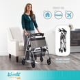 thumbnail image 2 of Andador plegable ligero Stander Wonder Rollator Plus para adultos mayores y niños, Travel EZ Fold-N-Go, pequeño andador con ruedas y asiento, color blanco intenso, 2 of 5
