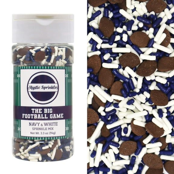 Mystic Sprinkles The Big Football Game - Navy Blue & White Sprinkle Mix 3oz