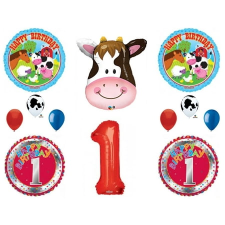 Farm Cow Horse 1st Birthday Party Balloons Decoration Supplies
