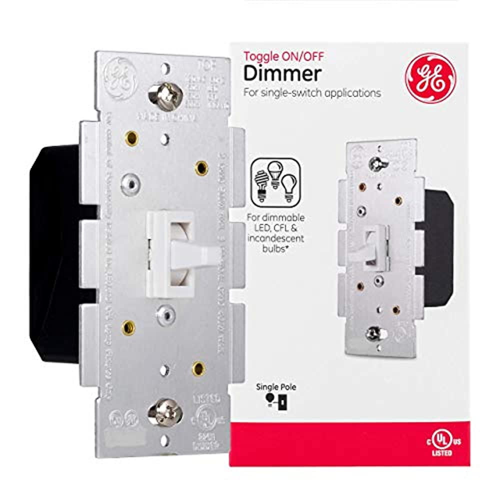 GE Light Switch Dimmer Single Pole Toggle Dimmer On Off Dimmable Wall