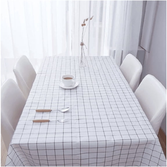 Heavy Weight Vinyl Square Table Cover Wipe Clean PVC Oil Proof Stain Resistant Plaid Pattern Kitchen Tablecloth