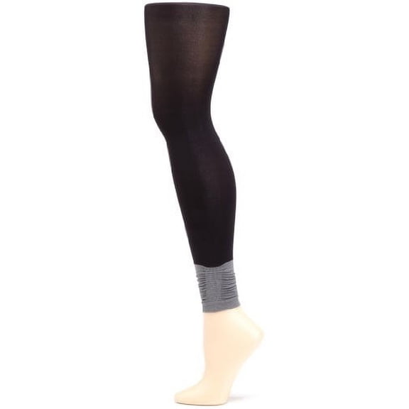 Modern Heritage Women's Tall Size Scrunch Cuff Tights, Jet Black, Small/Medium