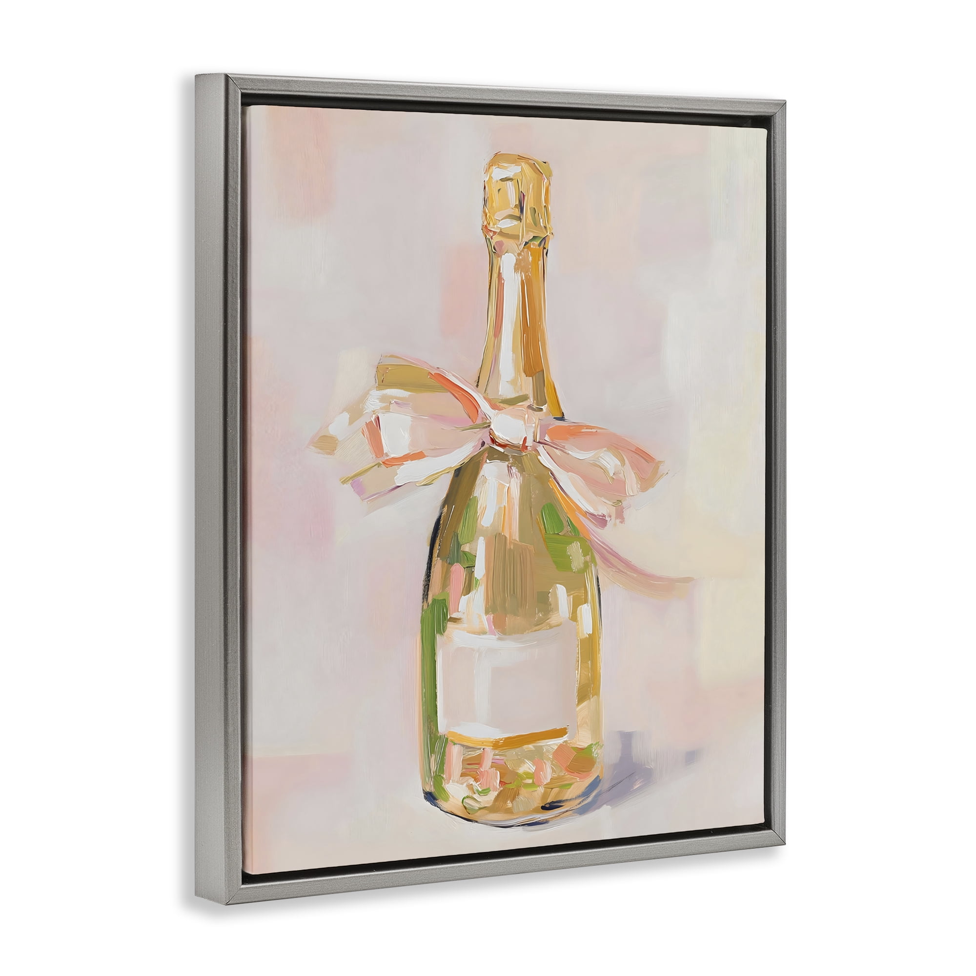 Stupell Industries Pink Champagne Celebration Gray Framed Floater Canvas Wall Art, design by The Prints Vibe