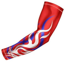 Bucwild Sports Flame Compression Arm Sleeve Youth/Kids & Adult Sizes - Baseball Basketball Football Running - UV/Sun Protection Cooling Base Layer Pain Relief (1 Sleeve)