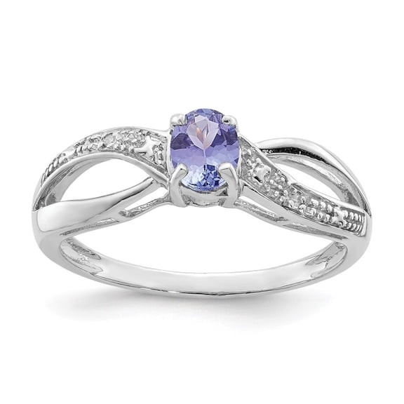 Auriga 925 Sterling Silver Rhodium Plated Diamond and Tanzanite Ring for Women Size- 9