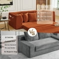 thumbnail image 5 of SEENYOO 82.25" Lounge Sofa, Living Room Sofas, 3-Seat Convertible Sleeper, 2-in-1 Corduroy with Storage & Cup Holders, No Assembly, Orange, 5 of 14