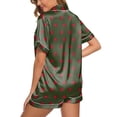 thumbnail image 3 of Wangmeiwg Women's Pajama Sets Womens Satin Pajama Set Two Piece Sleepwear Loungewear with Elegant Button Down Shirt Comfortable Nightwear Outfit XXL Army Green, 3 of 5