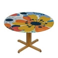 thumbnail image 3 of Jiayy Colorful Floral Farmhouse Table Cloth Yellow Orange Blue Green Flowers Round Tablecloth Spring Summer Fall Autumn Vintage Retro Rustic Washable Table Cover For Holiday Kitchen Dinning White, 3 of 7