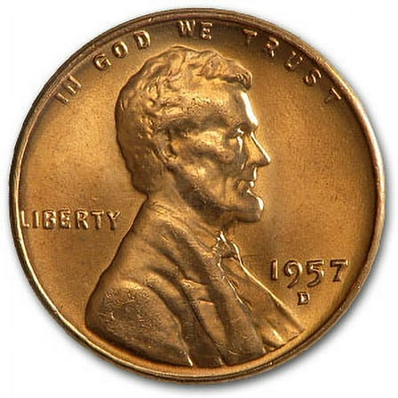 U.S. Mint Collectable 1957-D Lincoln Cent Coin, (Red)