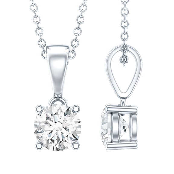 Rosec Jewels Solitaire Lab Diamond Necklace Circle 6 mm - 1 Ct - EF-VS Quality - Ready to Gift, 925 Sterling Silver