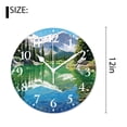 thumbnail image 2 of 12 Inch Wall Clock Battery Operated Silent Clock Decorative for Office, Kitchen, Outdoor, Living Room，Nature Scene Red Peaks Over Calm High Mountain Lake Pattern, 2 of 4