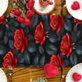 thumbnail image 4 of DefiDgd Valentine's Day Rose Flower Painted Tablecloth,Disposable Rectangular Tablecloth,Waterproof Table Cover for Kitchen Home Valentine's Day Themed Party Table Decoration(E), 4 of 7