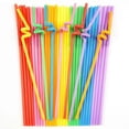 thumbnail image 1 of Disposable Colorful Drinking Straws, 13inch Flexible Straws, Random Colors Extra Long Straws Party Decorations, 1 of 5