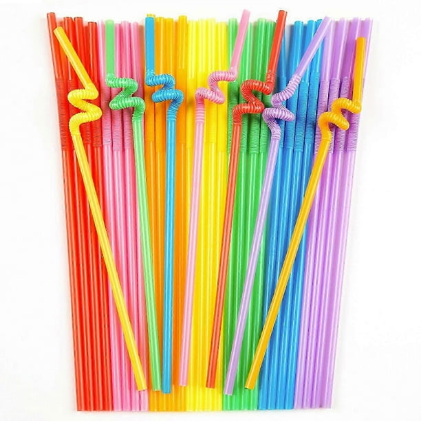Disposable Colorful Drinking Straws, 13inch Flexible Straws, Random Colors Extra Long Straws Party Decorations