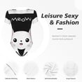 thumbnail image 4 of Junzan Justaucorps à Manches Courtes Col Rond Imprimé Chat pour Femmes, T-shirt Mode Aguichant une Pièce Col Rond Justaucorps Aguichant pour Sortir-Moyen, 4 of 7