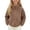 Khaki, variant on CYRBOKO Girls Fleece Jackets, Zip Up Long Sleeve Thermal Stand Collar Winter Outerwear Purple Size 7-8 T