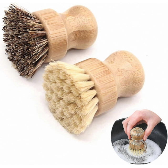 Eco-Friendly Bamboo Cleaning Brush Set for Dishes, Pots, and Vegetables