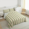 thumbnail image 3 of Feelyou Pink Green Abstract Teens Queen Comforter Set, Modern Geometric Lines Bedding Sets, Farmhouse Ticking Stripes Reversible Bedding Comforter Set, Microfiber Bedroom Decor, 3pcs, 3 of 8