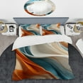 thumbnail image 2 of Designart "Fractal Curves in Motion Blue and Orange III" Abstract Fractal Bedding Covert Set - Abstract Blue Modern Bed Set With 2 Shams, 2 of 6