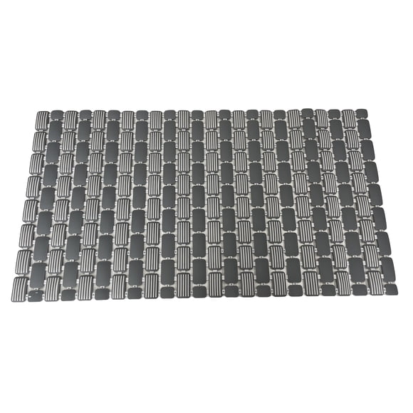 Mainstays Size: 28.34" x 15.35 ", Materisl: 62% TPE+38% PP, Non-Slip Tile Bath Mat for Shower with Strong Suction Cups, Grey