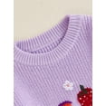 thumbnail image 6 of FEORJGP Little Girls Cozy Knit Sweater 6M 12M 18M 2T 3T 4T Toddler Baby Long Sleeve Knitwear Pullovers Rainbow Floral Bow Strawberry Embroidery Jumpers Casual Daily Clothes for Autumn Winter, 6 of 7