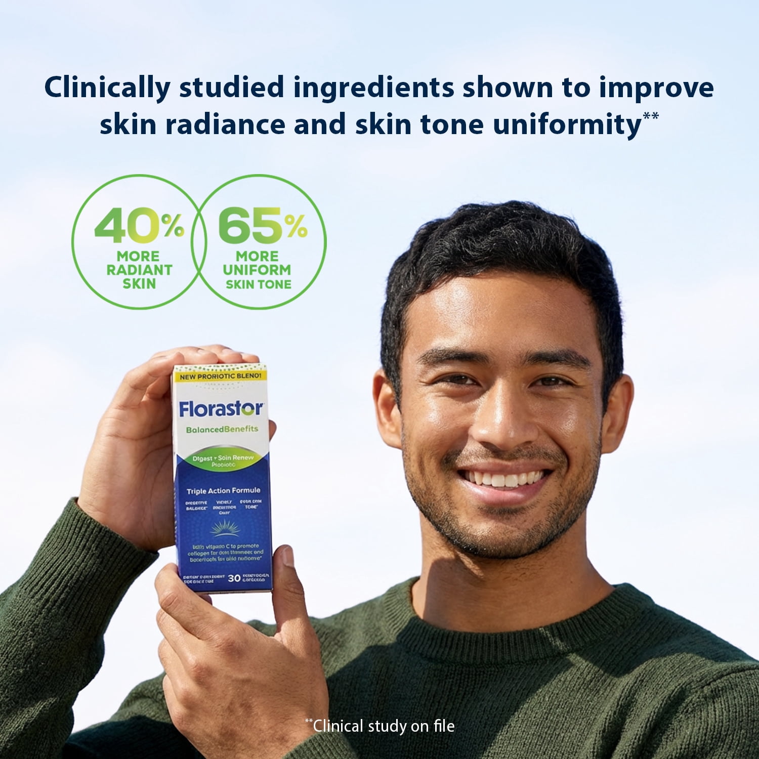Florastor BalancedBenefits Digest + Skin Renew Probiotic Capsules, 30 Count