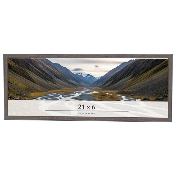 21x6 Frame Blue Kingsley Pewter Solid Wood Picture Frame Width 0.75 Inches |Interior Depth 0.5