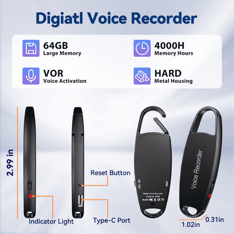 Telele 32GB Voice Recorder Voice Activated Recorder for Meeting Lecture Student