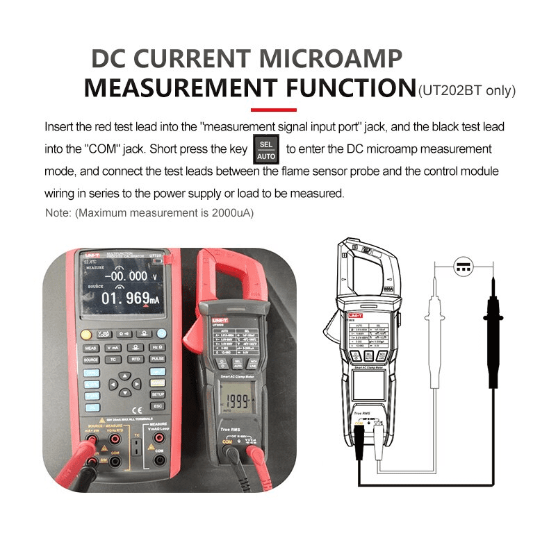 UNI-T Uni-trend Multimeter clamp meter UT202T Digital clamp meter 600A DC Current Pliers Ammeter Voltage Tester Temperature Frequency Meter Auto Range(UT202T)