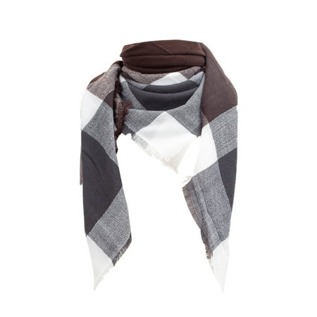 

Dadaria Womens Scarf Womens Warm Long Shawl Wraps Large Scarves Knit Cashmere Tassel Plaid Scarf Dark Gray Women