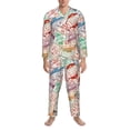 thumbnail image 3 of Lsque Passport Stamp Pattern Long Sleeve Pajama Set for Men - Soft 2-Piece Sleepwear and Loungewear Set with Pockets, Comfy Nightwear-XX-Large, 3 of 7