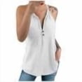 thumbnail image 7 of tarylea Summer Tank Tops for Women Halter V Neck Half Button-Down Fitted Comfy Sleeveless Casual Tunic Tops with Pocket, 7 of 7