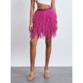 thumbnail image 3 of FEORJGP Women Summer Tulle Tutu Midi Skirt Elastic Waist Skirt Solid Color Layered Mesh Fairy A-Line Skirt for Beach Party Streetwear, 3 of 9