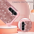 thumbnail image 4 of Casetego for Samsung Galaxy S24 Plus 5G Case,Glitter Shockproof Three-Layer Heavy Duty Hybrid Sturdy High Impact Protective Cover Girls Women,Shiny Rose Gold, 4 of 8