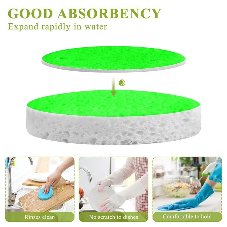 Unique Bargains Sponge Kitchen Bowl Dish Wash Clean Scrub Cleaning Pads  20pcs Green