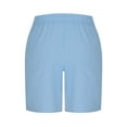 thumbnail image 4 of pstuiky Pantalones cortos para hombre, Pantalones cortos de playa de lino con cintura elástica y bolsillo de color liso para hombre Pantalones cortos de entrenamiento, 4 of 6